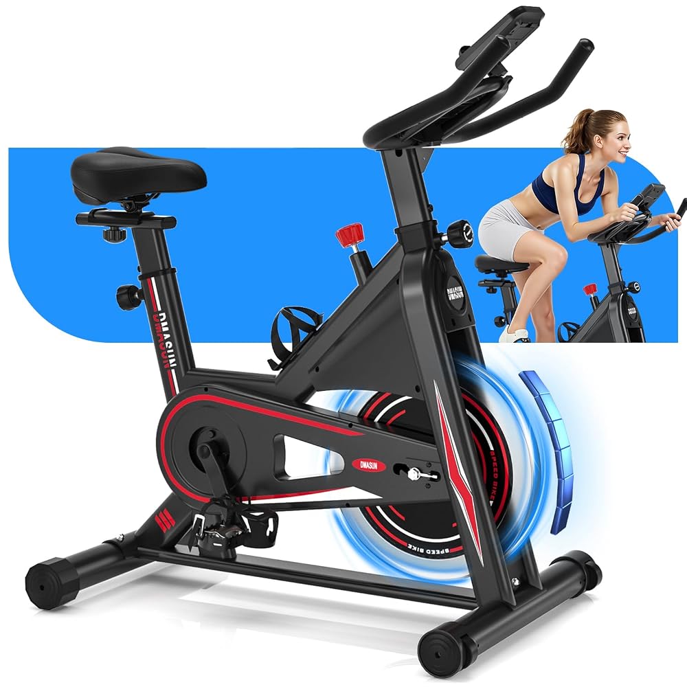 DMASUN Upgraded Exercise Bike for Home Gym Use, Adjustable Resistance Indoor Cycling Bike