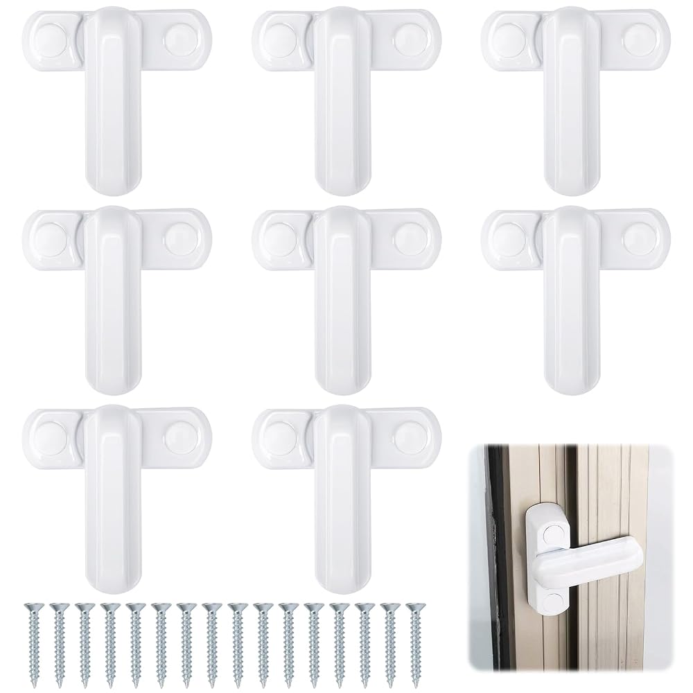8 PCS Sash Jammers for uPVC Doors, Sash Window Security Locks with 16 Screws, Window Locks & Latches for uPVC & Wooden Windows
