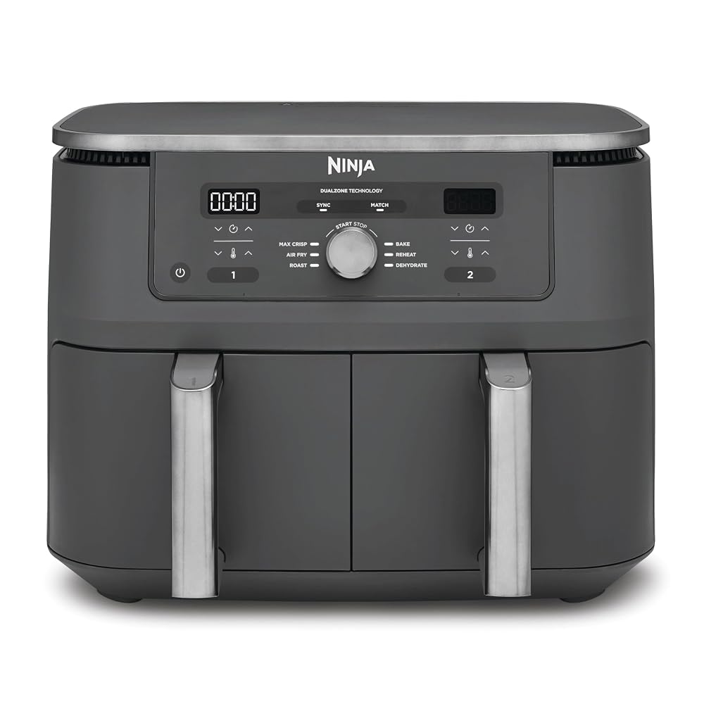 Ninja MAX Dual Zone Digital Air Fryer, 2 Drawers, 9.5L, 6-in-1, Gun Metal Grey (DZ400UK)