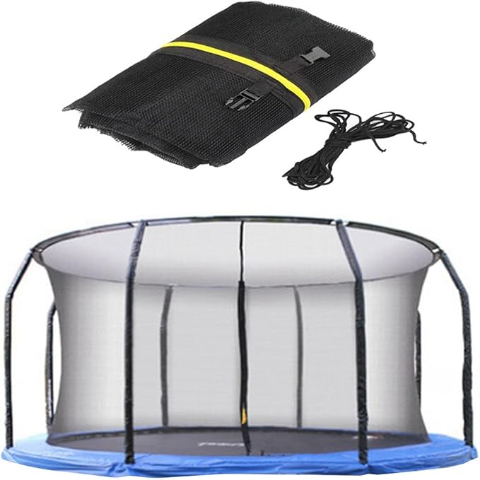 Trampoline Net Replacement, 10ft/12ft/14ft Trampoline Enclosure Safety Net | Replacement With Zipped Entrance, 6 Poles/ 8 Poles Protective Poles Cover Tube Set, Repair Accessories Outdoor Enclosure