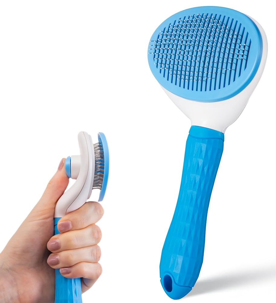 AIXINPET Cat & Dog Self Cleaning Slicker Brush, Easy to Remove Loose Fur, Massaging Function