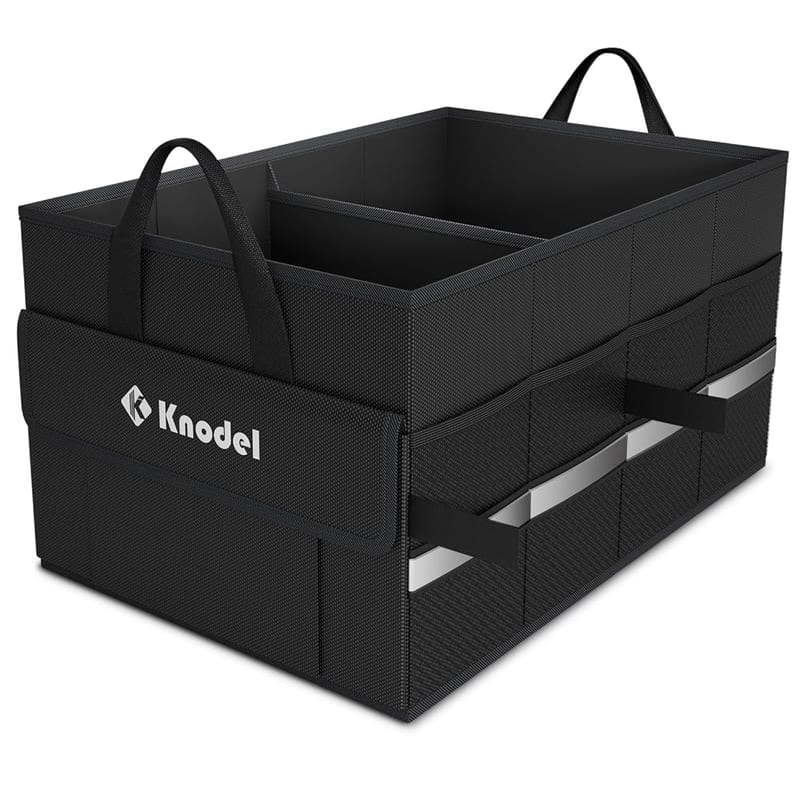K KNODEL Car Boot Storage Organiser for SUV, Van, Truck - Foldable Car Storage Organiser with Mesh Pockets, 40L Capacity, Non-Slip Bottom