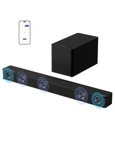 ULTIMEA 5.1CH Soundbar, Dolby Atmos, VoiceMX, BassMX, APP, 340W Sound bar for TV, Home Theater Surround Sound System, Bluetooth 5.4, Poseidon M60 Boom(2025 Model)