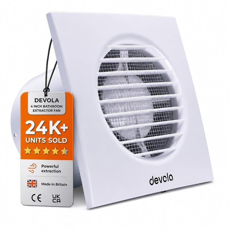 Devola 100mm Standard Axial Bathroom Extractor Fan