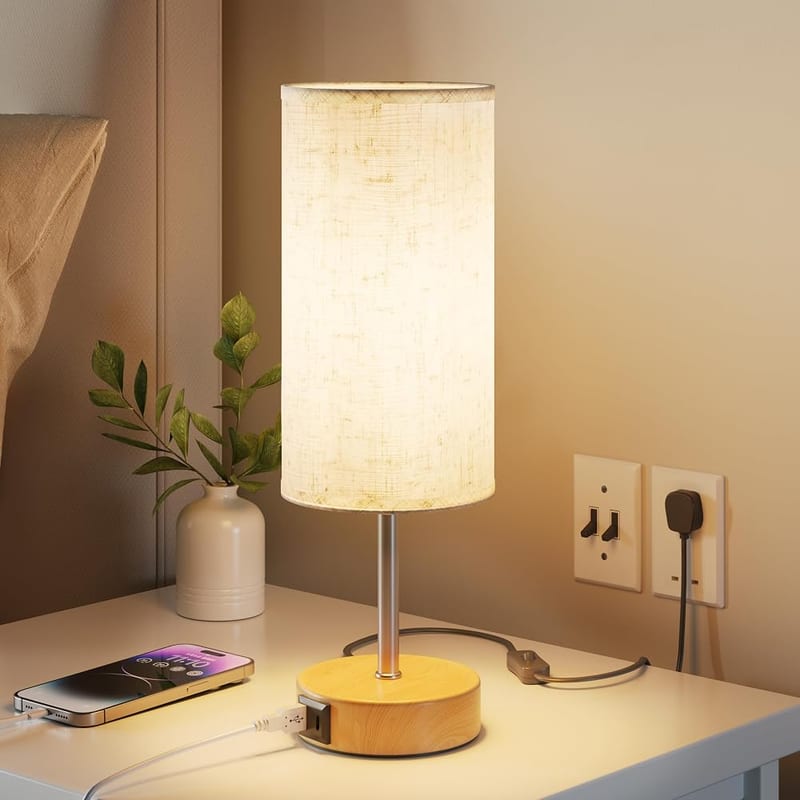UPXNBOR Bedside Lamp with USB Charging Port, Dimmable Touch Table Lamp