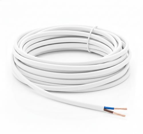 LampStation 2192Y 2 Core Flat Flex Cable 0.5mm White Lamp Wire 5 Metres