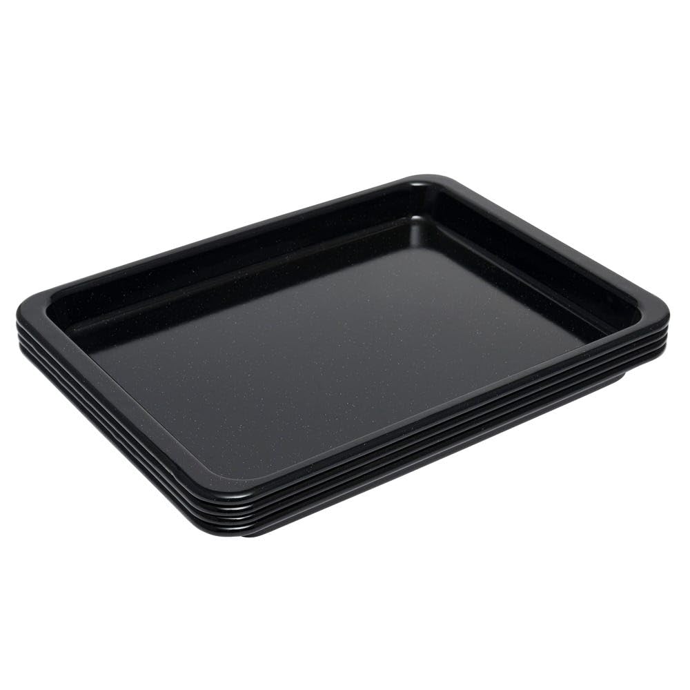 ProCook Enamel Baking Tray Set - 4 Piece, Black Carbon Steel Non Stick Oven Tin Pans, 31 x 23 x 2.5cm