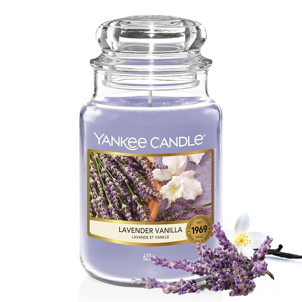 Yankee Candle Scented Candle, Lavender Vanilla Large Jar, Long Burning up to 150 Hours