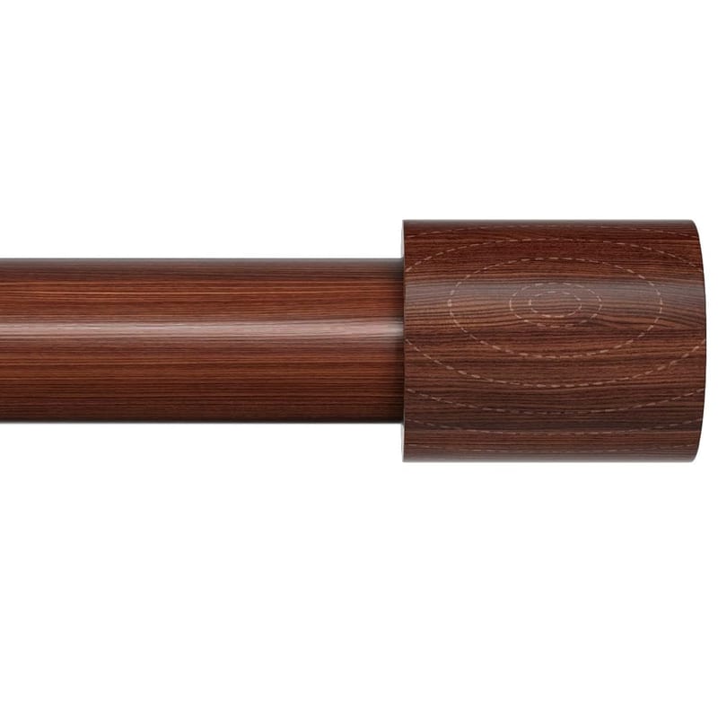 PeSenp Wood Effect Curtain Pole, 89-236cm, 25mm Diameter Metal Extendable Curtain Rod with Brown Imitation Wood Grain Texture