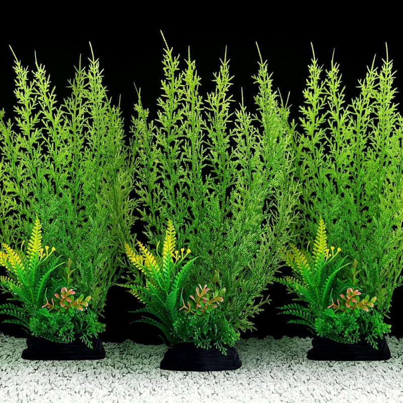 QUOZUO Fish Tank Accessories Large Plants, Green Fish Tank Decorations, Aquarium Decor Plastic Plants, 3pcs