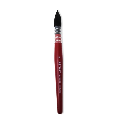 Artway Synthetic Quill Watercolour Mop Brushes - Ideal for Watercolours and Inks - Size 8, Red