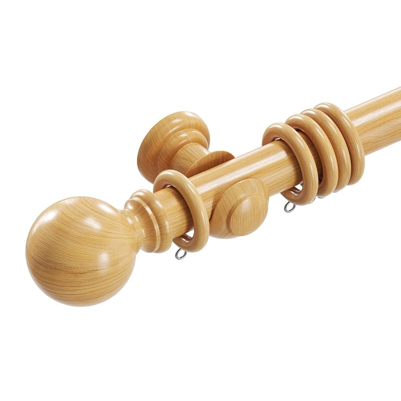 Loch & Skye Wooden Curtain Pole Set - Natural, 120cm