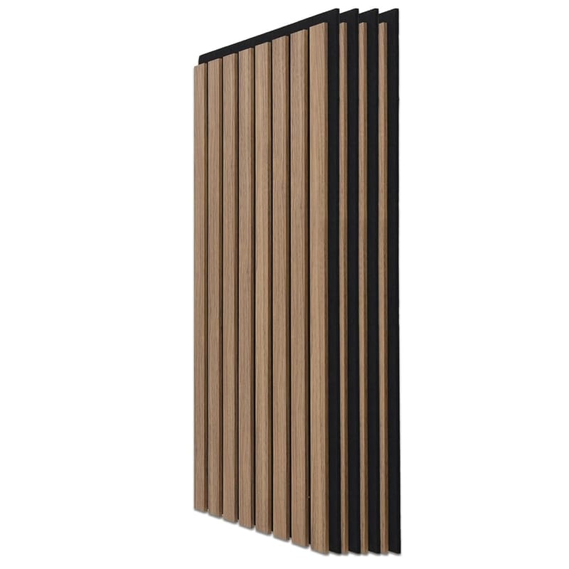 Art3d 4-Pack Acoustic Wood Slat Wall Panels for Interior Decor, 3D Fluted Sound Absorbing Wood Panelling, Dark Walnut