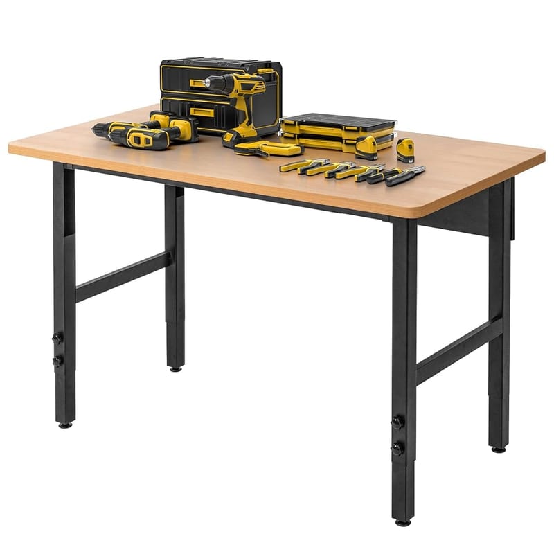 Adjustable Workbench, Work Table for Garage, Large Capacity Hardwood Work Bench, Heavy Duty Table for Workshop, Office, Home