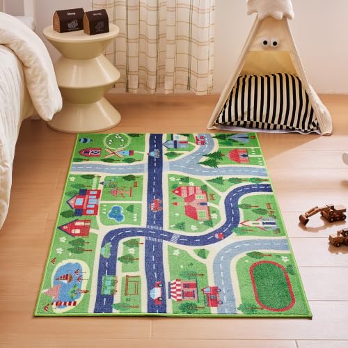 Sonive Car Tour Kids Rug Girls & Boys Soft Non-Slip 80x150 cm