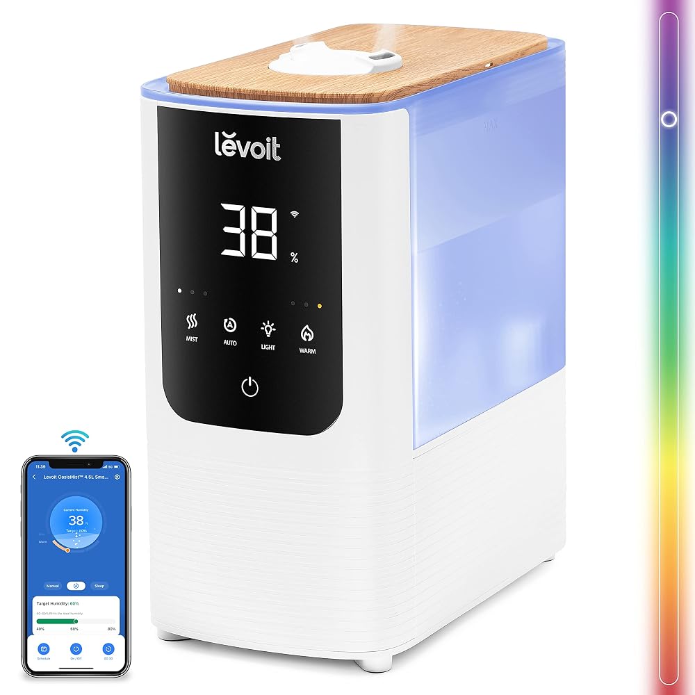 LEVOIT Smart Warm & Cool Mist Humidifier, Top Fill, Voice Control, App Connected