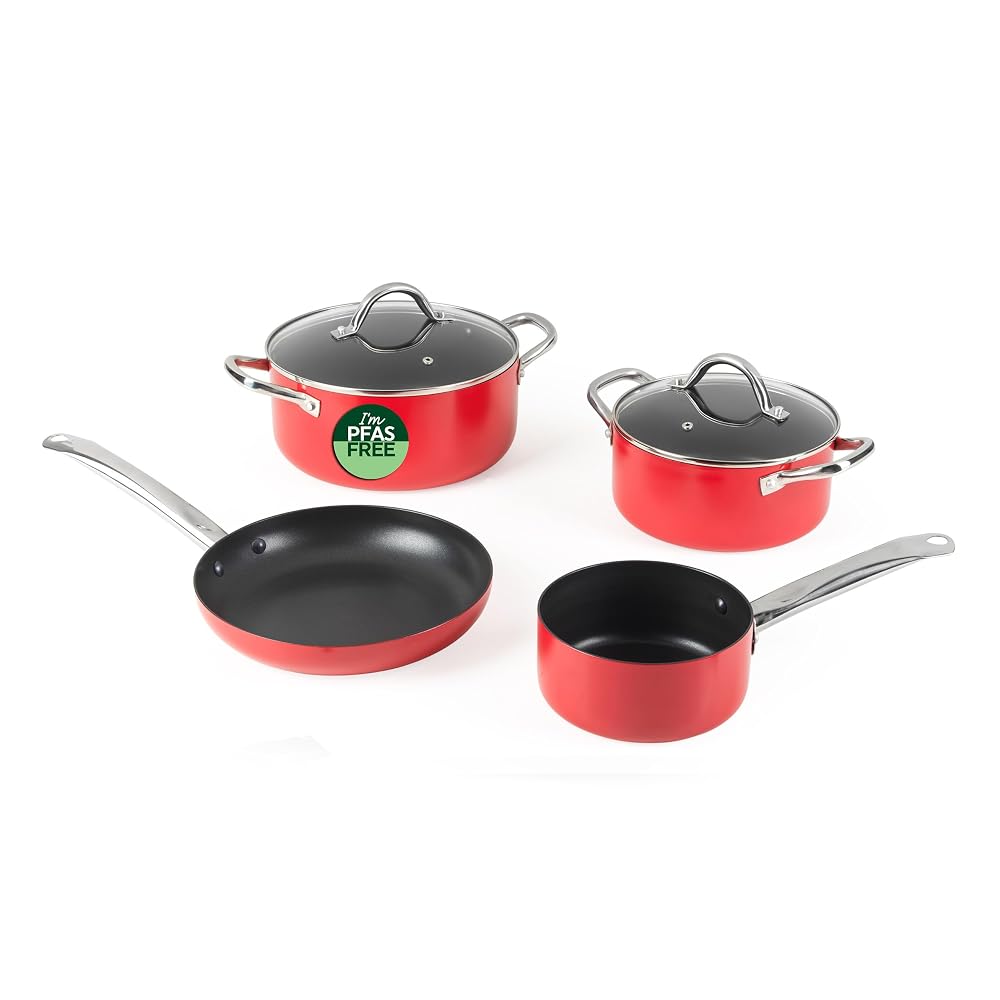 Russell Hobbs Riviera 4-Piece Cookware Set, Ceramic Non-Stick, PFAS-Free, Pressed Aluminium, Induction