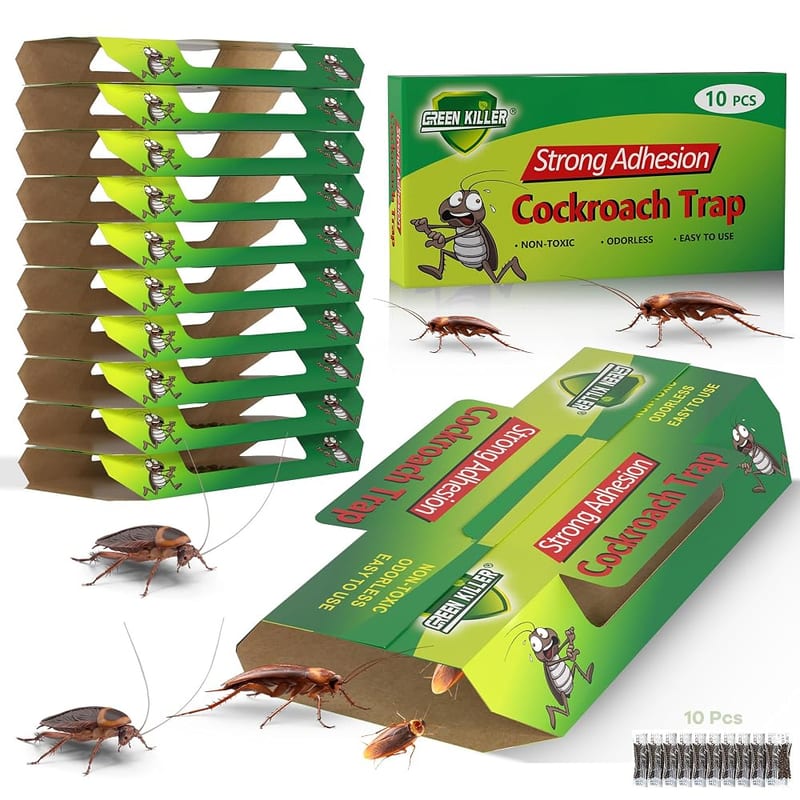 MEGAROOM Cockroach Traps 10 Pack, Cockroach Control with Bait, Odourless and Safe, Suitable for Kitchen, Garage, Storage Room