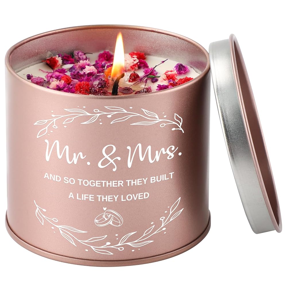 PRSTENLY Wedding Gifts for Bride and Groom Scented Candle, 9oz Soy Wax Jar Candle