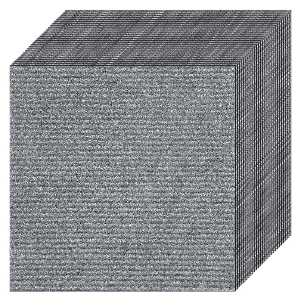 Woobroo 30-Piece Self-Adhesive Carpet Tiles, 30x30cm, Light Grey