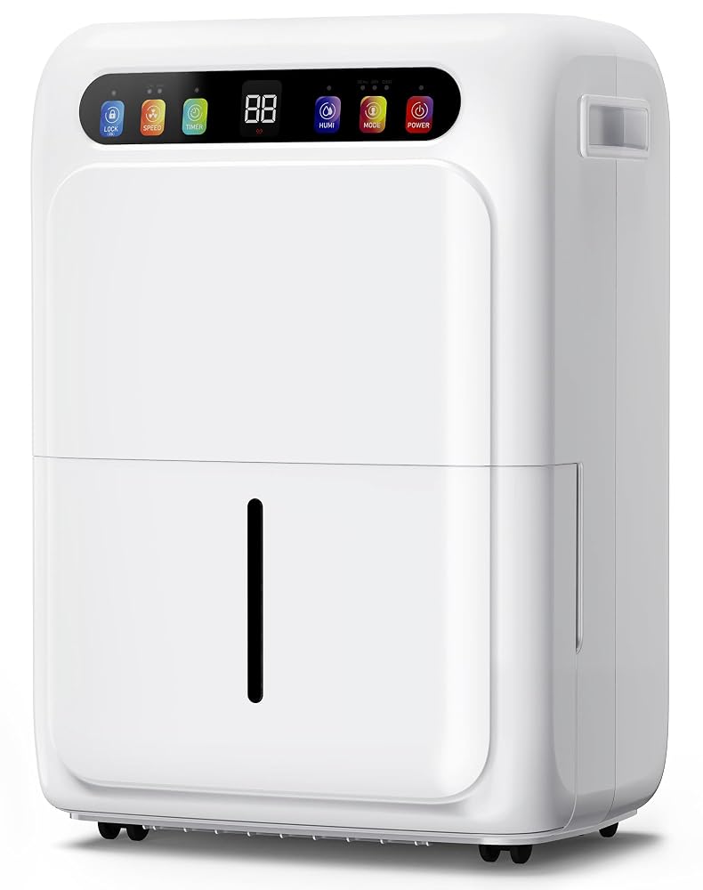 Smeeyo Dehumidifier 20L/Day for Home, 6L Water Tank, Automatic Humidity Sensor, Dehumidifier for Drying Clothes with 24h Timer, Digital Humidity Display, Drain Hose