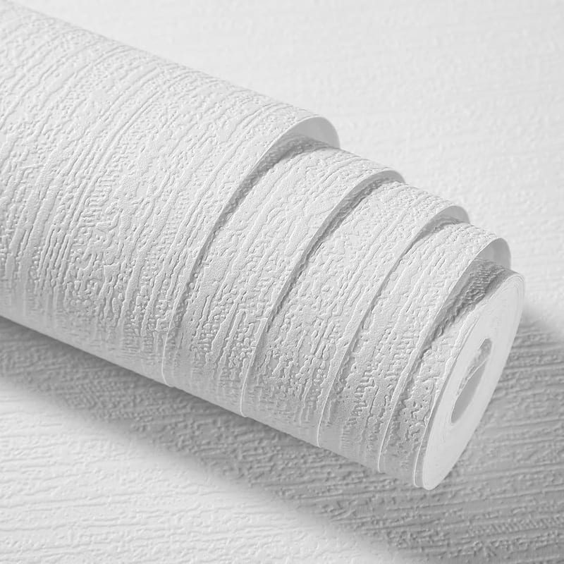 Trafagala Paintable Wallpaper Plain White Paste The Wall Lining Paper for Walls Textured Backing Paper Thick Easy Apply Embossed Wallpaper for Bedroom Ceiling Living Room