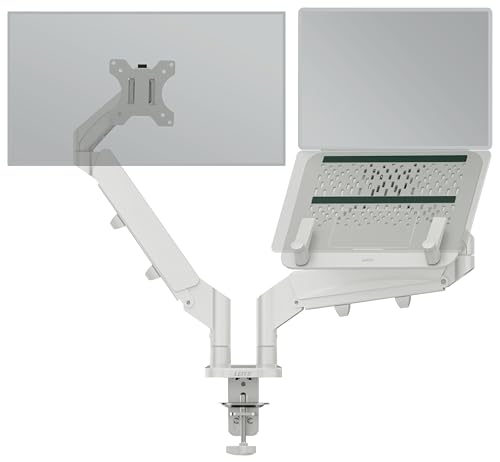 Leitz Ergo Space Saving Monitor and Laptop Arm Mount for 17''-32" Monitors, Ergonomic Desk Stand with Left/Right Swivel, Tilt Rotation and a Load Capacity up to 18kg, VESA Plate, 65380085