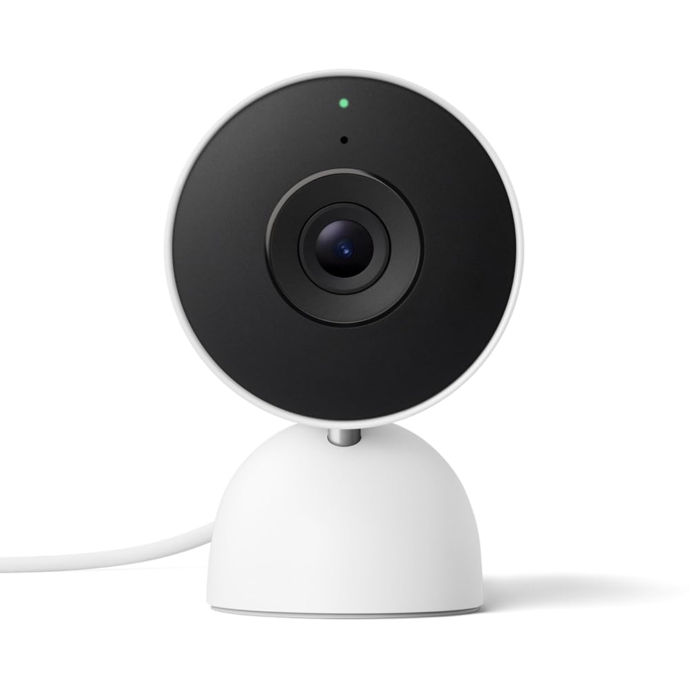 Google Nest Cam Indoor (Wired, 3rd Gen), Indoor Security Camera with 2K Video, Works with Google Home, Snow