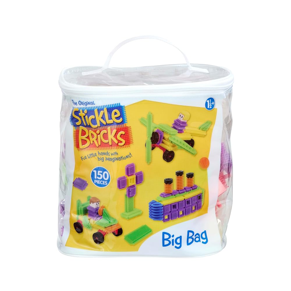 Stickle Bricks Big Bag – Toddler Construction Toy with Assorted Shapes & Colours