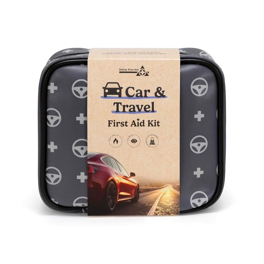 Safety First Aid Group Car & Travel First Aid Kit — Vehicle Essentials for Family Road Trips, New Drivers, Long Drives in Water-Resistant Bag