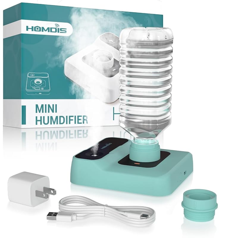 HOMDIS Travel Humidifier, Portable Small Humidifier for Plants, Bedroom & Office