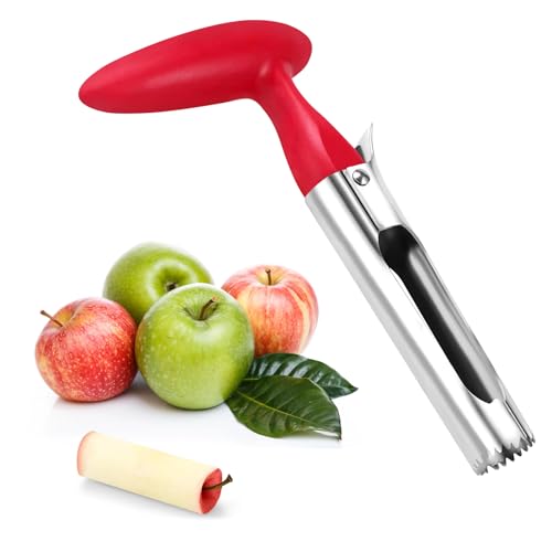 Apple Corer, Apple Corer Remover with ABS Handle and Serrated Stainless Steel Blade, Easy-to-Use Apple Core Remover for Suitable for Home and Kitchen use - Red