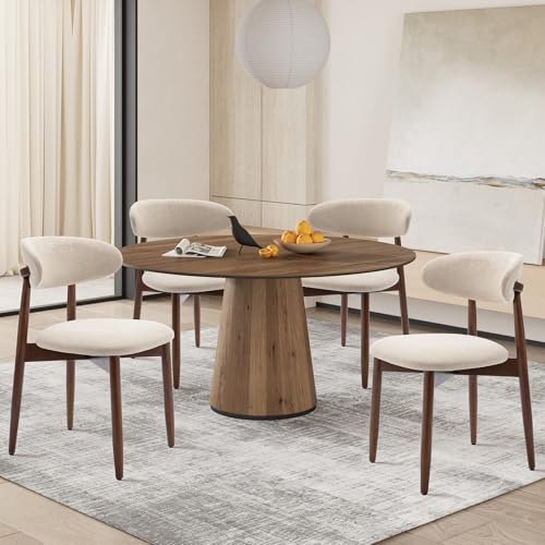 COLAMY Modern Dining Chairs Set with Wooden Legs – Upholstered Fabric Dining Room Chairs with Curved Backrest, Soft Cushion Seat, and Sturdy Rubberwood Frame for Kitchen, Living Room, or Café