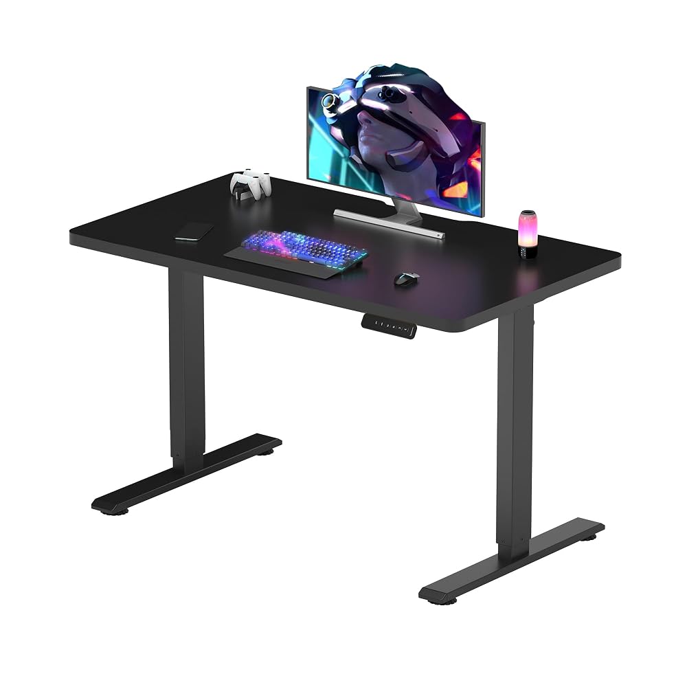 FLEXISPOT ONE PIECE Electric Standing Desk, Sit Stand Table Height Adjustable Desk with Memory Panel for Home Office, 100 x 60cm, Black