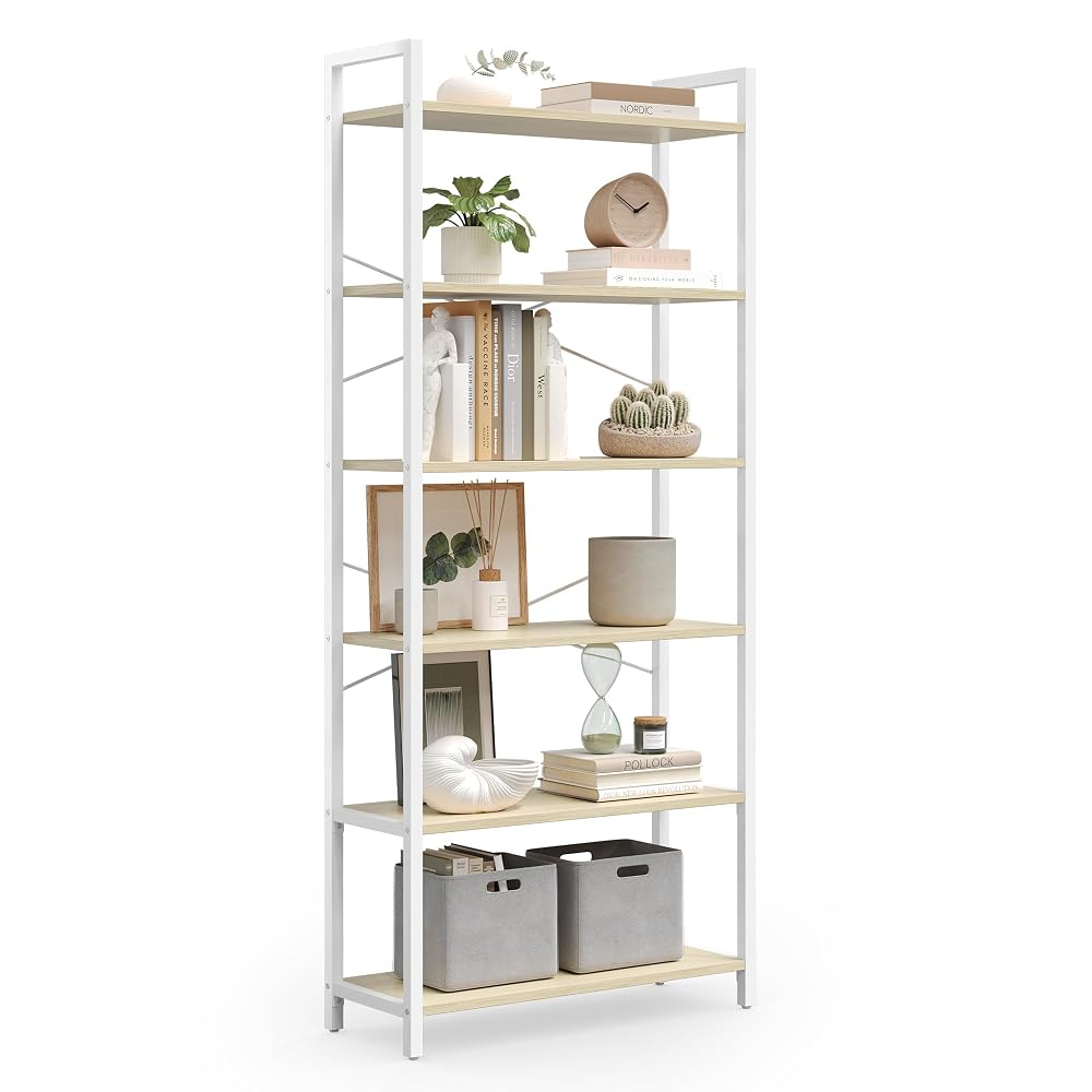 VASAGLE 6-Tier Bookshelf, Tall Industrial Design Bookcase