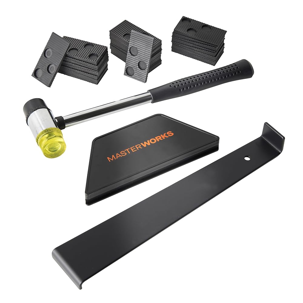 MasterWorks Laminate Flooring Installation Kit - Professional Floor Fitting Tool Set with Mallet, Pull Bar, Tapping Block & 30 Spacers