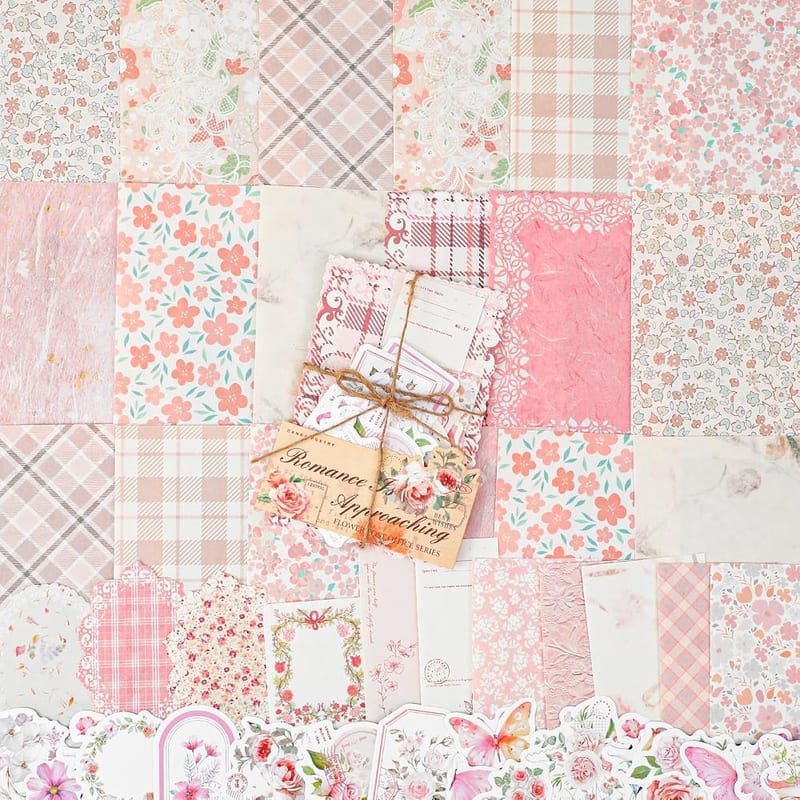 100pcs Vintage Scrapbook Paper Floral Journaling Stickers Assorted Set, Junk Journal Supplies for Retro Crafts, Planner, Card and Album