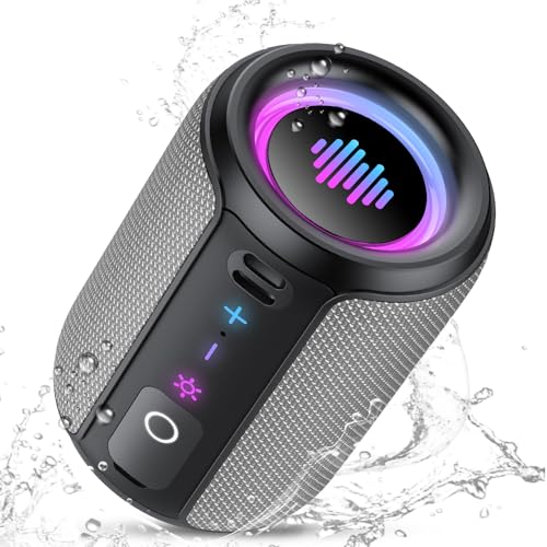 Portable Bluetooth Speaker Wireless with Stereo Sound & Mic for Calls, Bluetooth 5.4, 12H Playtime, 6 RGB Lights & TWS Pairing, IPX7 Waterproof