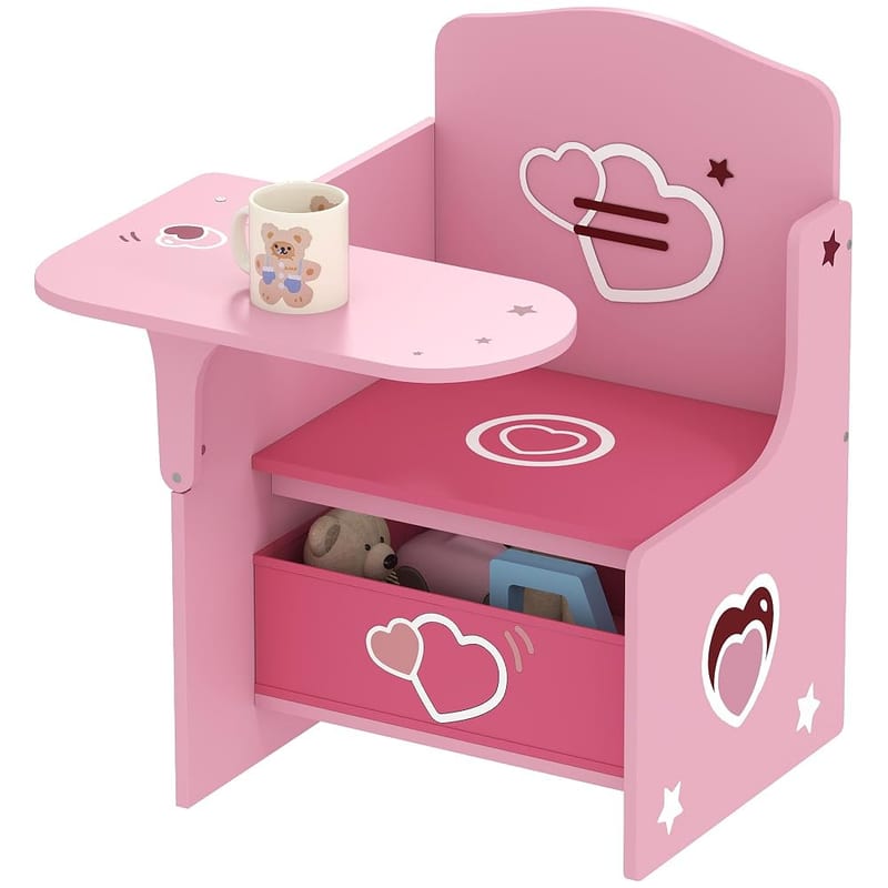 AIYAPLAY Kids Table and Chair Set, 2 in 1 Study Desk with Storage, Painting and Activity Table