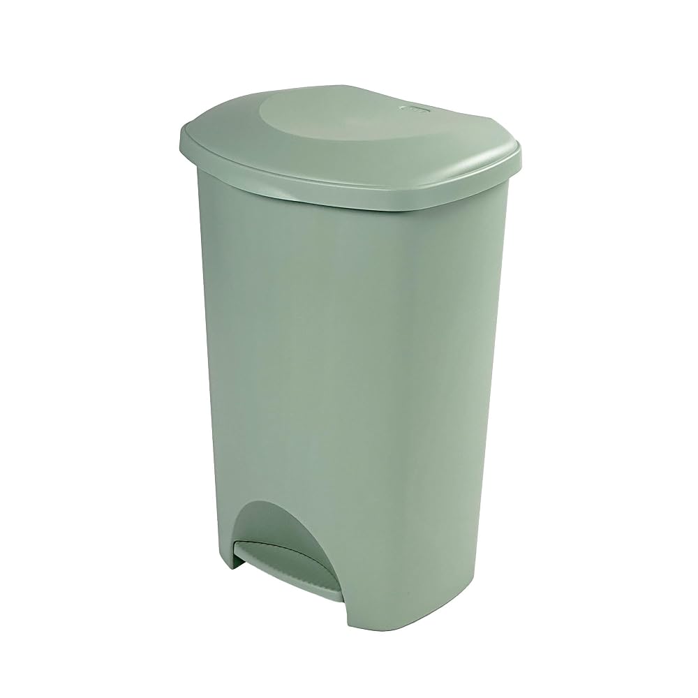 Addis 50 Litre Pedal Bin – Durable Plastic Kitchen Rubbish Bin with Easy Foot Pedal, Soft-Close Lid & Large Capacity – Willow Green