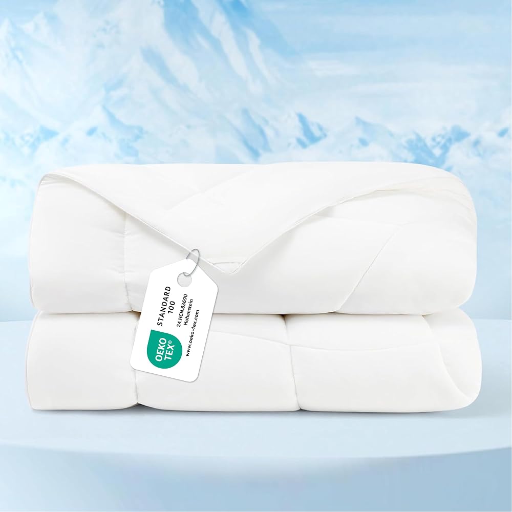 Bedsure Cooling Blanket Single Duvet - Coverless Quilt, White, 135x200cm | Lightweight Duvet for Hot Sleepers, Summer Cooling Quilt with Dual-Sided Cool Tech, Soft Breathable Comfort for Sleeping