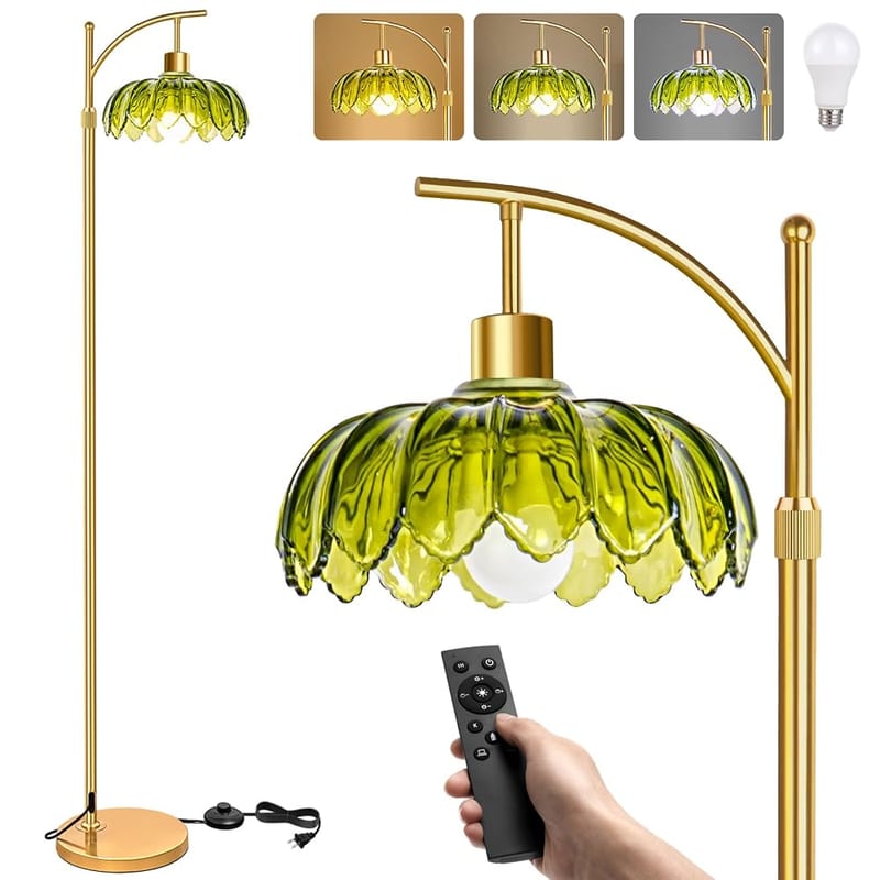 Gold Arc Floor Lamp for Bedroom, Living Room and Office, Dimmable Adjustable LED Reading Lamp
