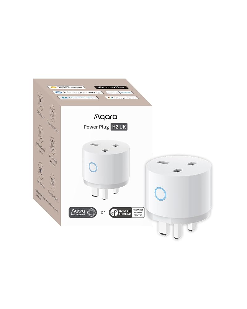 Aqara Power Plug H2 UK, Matter, Thread/Zigbee, Power Monitoring, Overload Protection, Child Lock, 13A