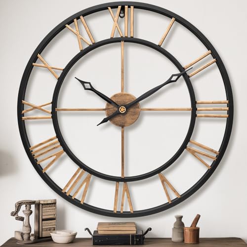 BBALOVEDRE Wall Clocks for Living Room 40cm, Vintage Gold Roman Numerals