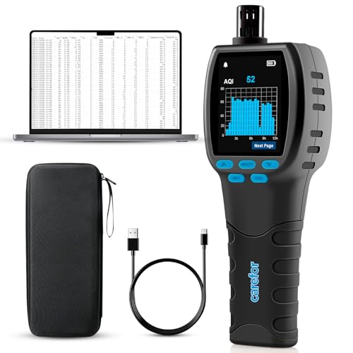 CF‑60 PP Air Quality Monitor with On‑Device Data Charts and Exportable Reports, Portable 16‑in‑1 Detector for AQI, CO2, TVOC, HCHO, PM2.5/10/1.0, Pollen etc. Professional Air Analyser