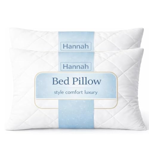 2 Pack Quilted Bed Pillows Hotel Quality Soft Supportive Bounce Back Hypoallergenic Breathable Cover Hollowfibre Luxury Pillows Standard Size