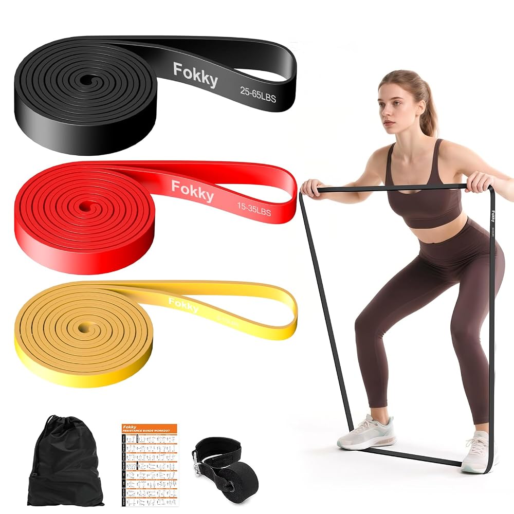 Fokky Resistance Bands, 5 Levels Exercise Bands with Door Anchor, Handles and Carry Bag