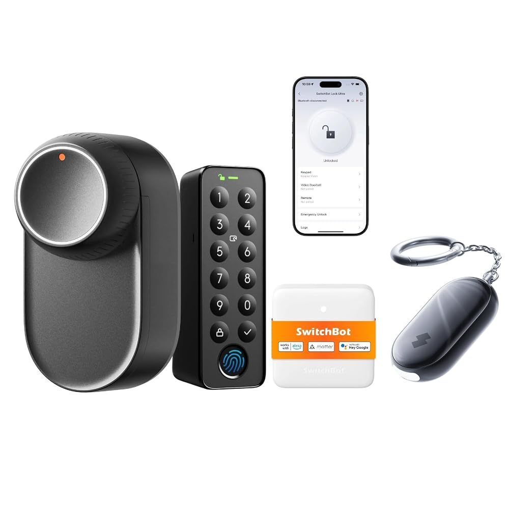 SwitchBot Lock Ultra, WiFi Smart Door Lock with Built-in Wi-Fi, Fingerprint and Keypad Compatible, Auto-Lock