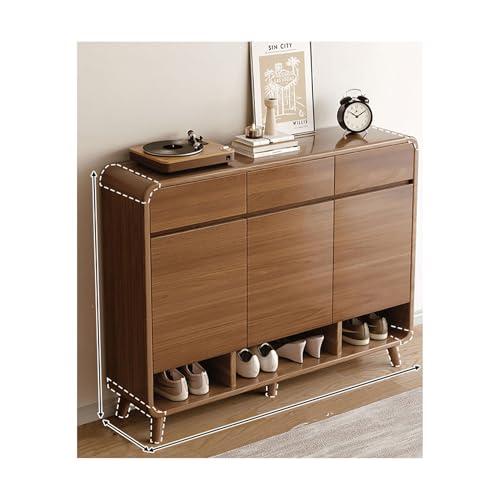Solid Wood Shoe Rack, Adjustable Indoor Storage Cabinet for Home Entrance & Corridor