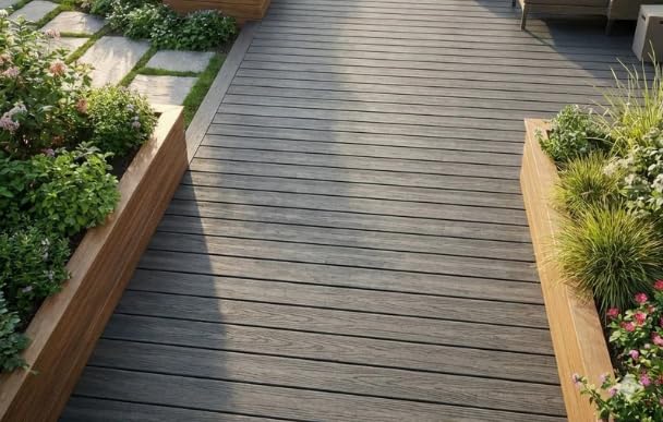 Be-Creative Grey Composite Decking Boards, 2.9m Length, Pack of 4